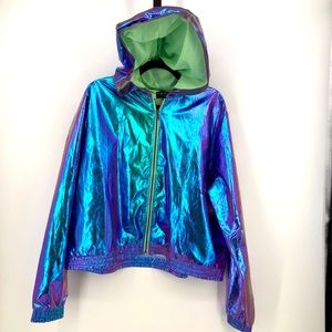 Forever 21 Plus Iridescent windbreaker jacket Hood